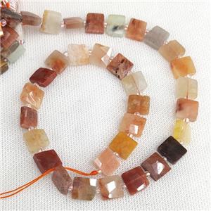 Natural Red Carnelian Agate Beads Faceted Square, approx 9-12mm