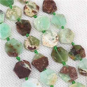 Natural Australian Chrysoprase Beads Hexagon Green, approx 12-14mm