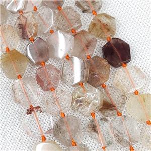 Natural Rutilated Quartz Hexagon Beads Multicolor, approx 14-16mm