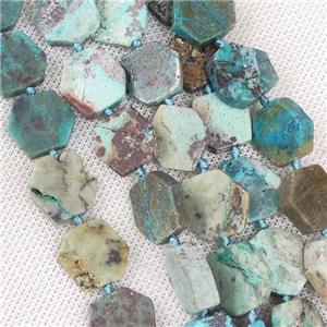 Natural Blue Azurite Beads Hexagon, approx 14-16mm