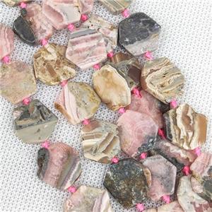 Natural Argentina Rhodochrosite Beads Pink Hexagon, approx 14-16mm