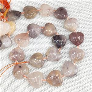 Natural Aventurine Heart Beads Violet, approx 20mm