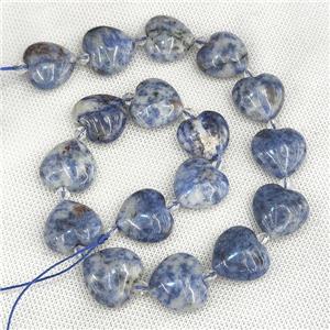 Blue Dalmatian Jasper Heart Beads, approx 20mm