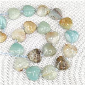 Natural Chinese Amazonite Heart Beads Blue, approx 20mm