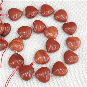 Natural Red Jasper Heart Beads, approx 20mm