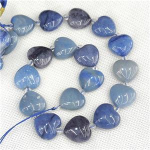 Natural Blue Aventurine Heart Beads, approx 20mm