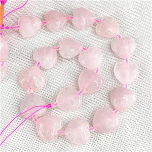 Natural Pink Rose Quartz Heart Beads, approx 20mm