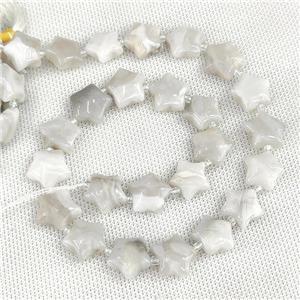 Natural White Crazy Lace Agate Star Beads, approx 15mm