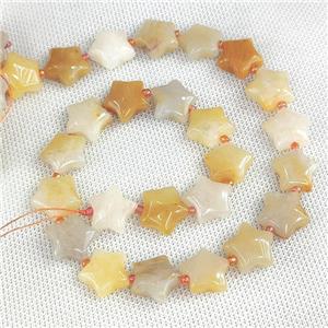 Natural Yellow Aventurine Star Beads, approx 15mm