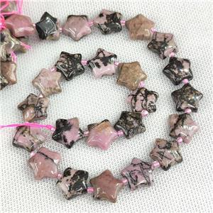 Natural Chinese Rhodonite Star Beads Pink, approx 15mm