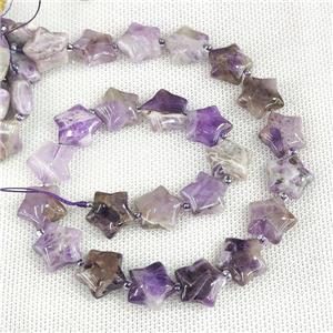 Natural Purple Amethyst Star Beads, approx 15mm