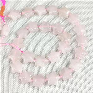 Natural Pink Rose Quartz Star Beads, approx 15mm