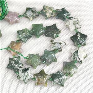 Natural Tree Agate Star Beads Green, approx 20mm