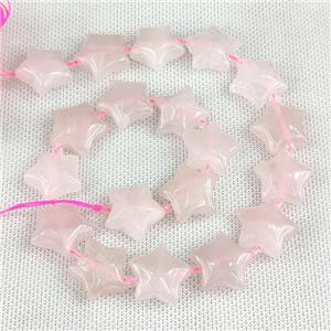 Natural Pink Rose Quartz Star Beads, approx 20mm