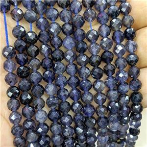 Natural Iolite Beads Inkblue Faceted Round, approx 6mm