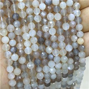 Natural Moonstone Beads Faceted Round Mixed Color, approx 6mm