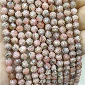 Natural Argentine Rhodochrosite Beads Pink Faceted Round, approx 6mm