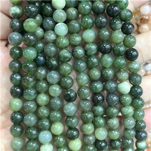 Natural Verdite Beads Green Smooth Round Fuchsite, approx 8mm dia