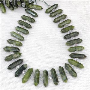 Chinese Taiwan Jade Bullet Beads Green Dye, approx 8-32mm