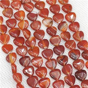 Natural Red Banded Agate Heart Beads Stripe, approx 10mm