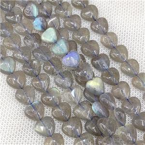 Natural Labradorite Heart Beads A-Grade, approx 10mm