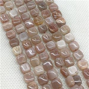 Natural Moonstone Square Beads Gray, approx 8mm