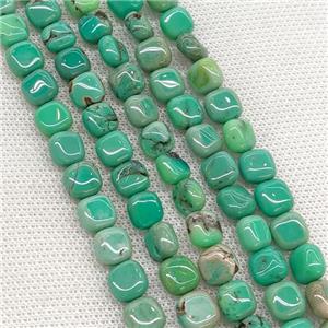 Natural Green Grass Agate Square Beads, approx 8mm