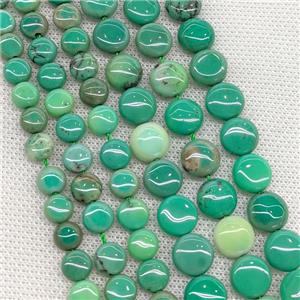 Natural Green Grass Agate Coin Beads, approx 10mm