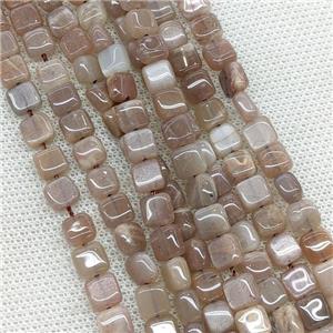 Natural Moonstone Square Beads Gray, approx 6mm