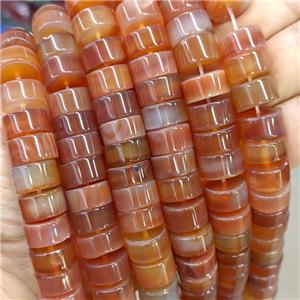 Natural Agate Heishi Spacer Beads Red Dye, approx 7-14mm
