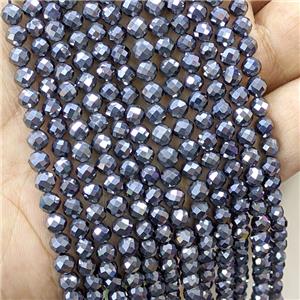 Natural Terahert Stone Beads Silver Faceted Round, approx 5mm dia