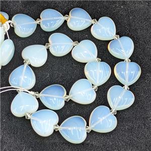 White Opalite Heart Beads, approx 20mm