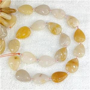 Natural Yellow Aventurine Teardrop Beads Flat, approx 13-18mm