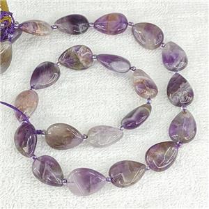 Natural Purple Amethyst Teardrop Beads Flat, approx 13-18mm