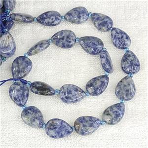 Blue Dalmatian Jasper Teardrop Beads Flat, approx 13-18mm