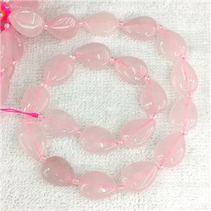Natural Pink Rose Quartz Teardrop Beads Flat, approx 13-18mm