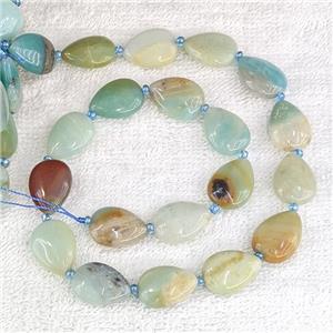 Natural Chinese Amazonite Teardrop Beads Flat, approx 13-18mm