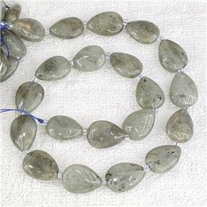 Natural Labradorite Teardrop Beads Flat, approx 13-18mm