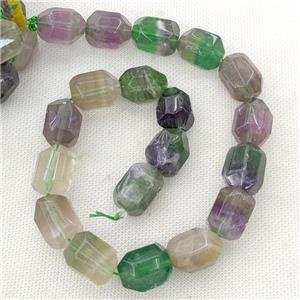 Natural Fluorite Beads Faceted Column Multicolor, approx 16-20mm