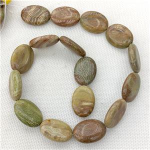 Natural Wood Lace Jasper Beads Oval Coffee, approx 18-25mm