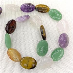Natural Gemstone Oval Beads Flat Mixed, approx 18-25mm