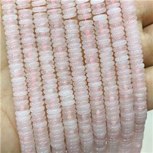 Natural Pink Rose Quartz Heishi Spacer Beads, approx 6mm