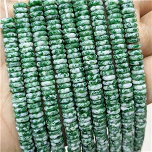 Natural Green Dalmatian Jasper Heishi Beads, approx 6mm