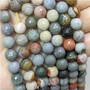 Natural Ocean Jasper Beads Multicolor Faceted Round, approx 6mm dia