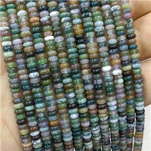 Natural Inidan Agate Beads Green Smooth Rondelle, approx 2x4mm
