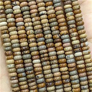 Natural Picture Jasper Beads Smooth Rondelle, approx 2x4mm