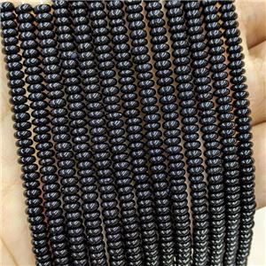 Natural Black Onyx Agate Beads Smooth Rondelle, approx 2x4mm