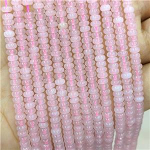 Natural Pink Rose Quartz Beads Smooth Rondelle, approx 2x4mm