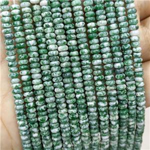 Natural Green Dalmatian Jasper Beads Smooth Rondelle, approx 2x4mm