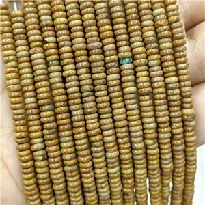 Natural Yellow Wood Lace Jasper Beads Smooth Rondelle, approx 2x4mm